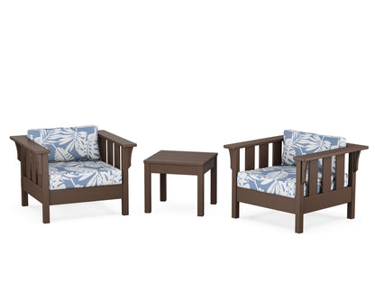 Martha Stewart by POLYWOOD® Acadia 3-Piece Deep Seating Set in Mahogany / Leaf Sky Blue