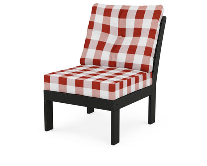 POLYWOOD® Vineyard Modular Armless Chair in Black / Buffalo Plaid Crimson
