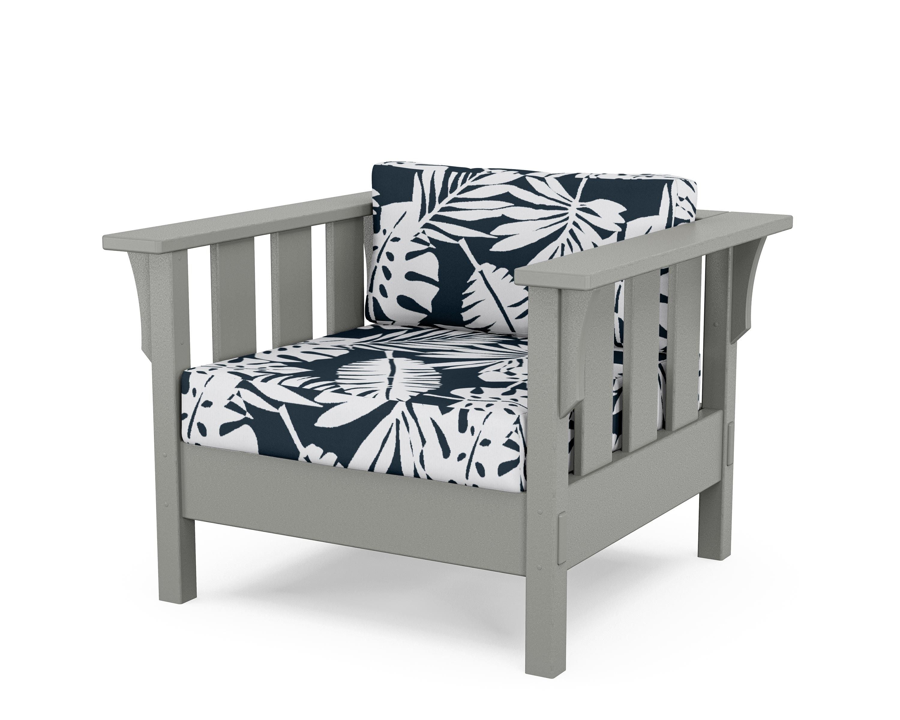Martha Stewart by POLYWOOD® Acadia Deep Seating Chair in Slate Grey / Leaf Marine Indigo