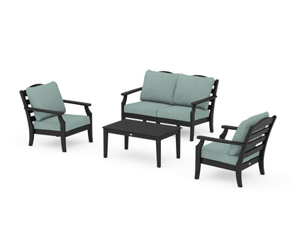 Draper James™ by  POLYWOOD® Savannah 4-Piece Deep Seating Set with Loveseat in Black / Glacier Spa