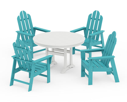 POLYWOOD® Long Island 5-Piece Round Dining Set with Trestle Legs in Aruba / White