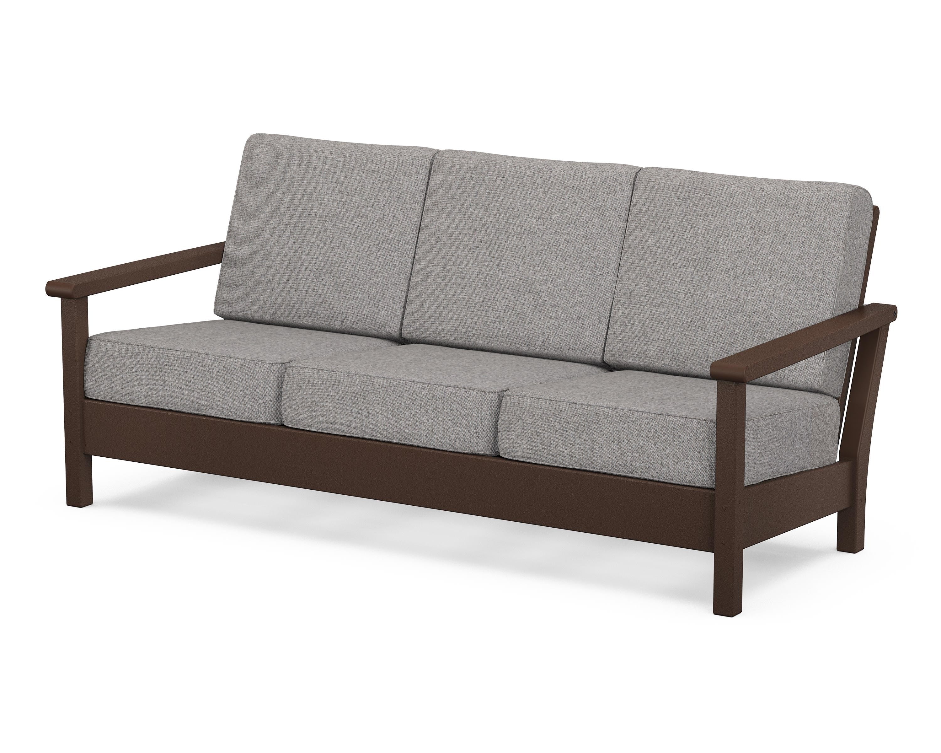 POLYWOOD® Harbour Deep Seating Sofa in Mahogany / Grey Mist