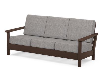 POLYWOOD® Harbour Deep Seating Sofa in Mahogany / Grey Mist