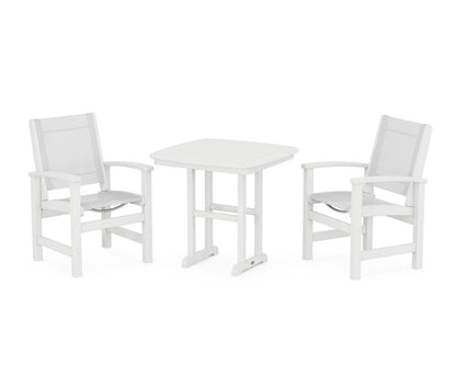 POLYWOOD® Coastal 3-Piece Dining Set in White / White Sling