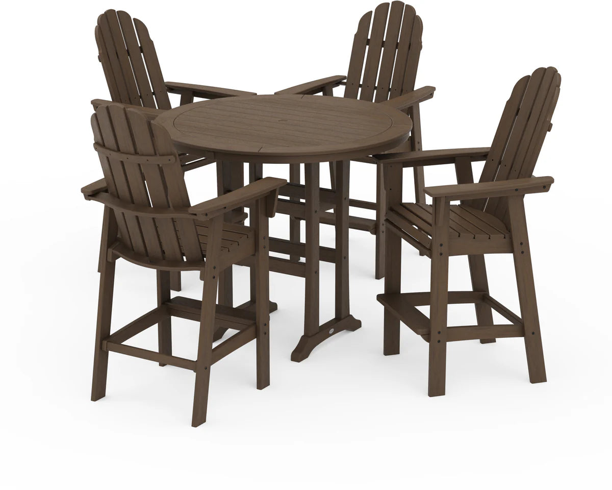 Vineyard Curveback Adirondack 5-Piece Nautical Trestle Bar Set