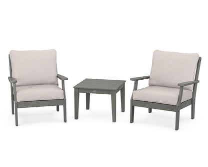POLYWOOD® Braxton 3-Piece Deep Seating Set in Slate Grey / Dune Burlap
