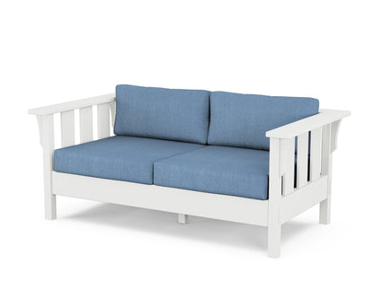 Martha Stewart by POLYWOOD® Acadia Deep Seating Loveseat in White / Sky Blue