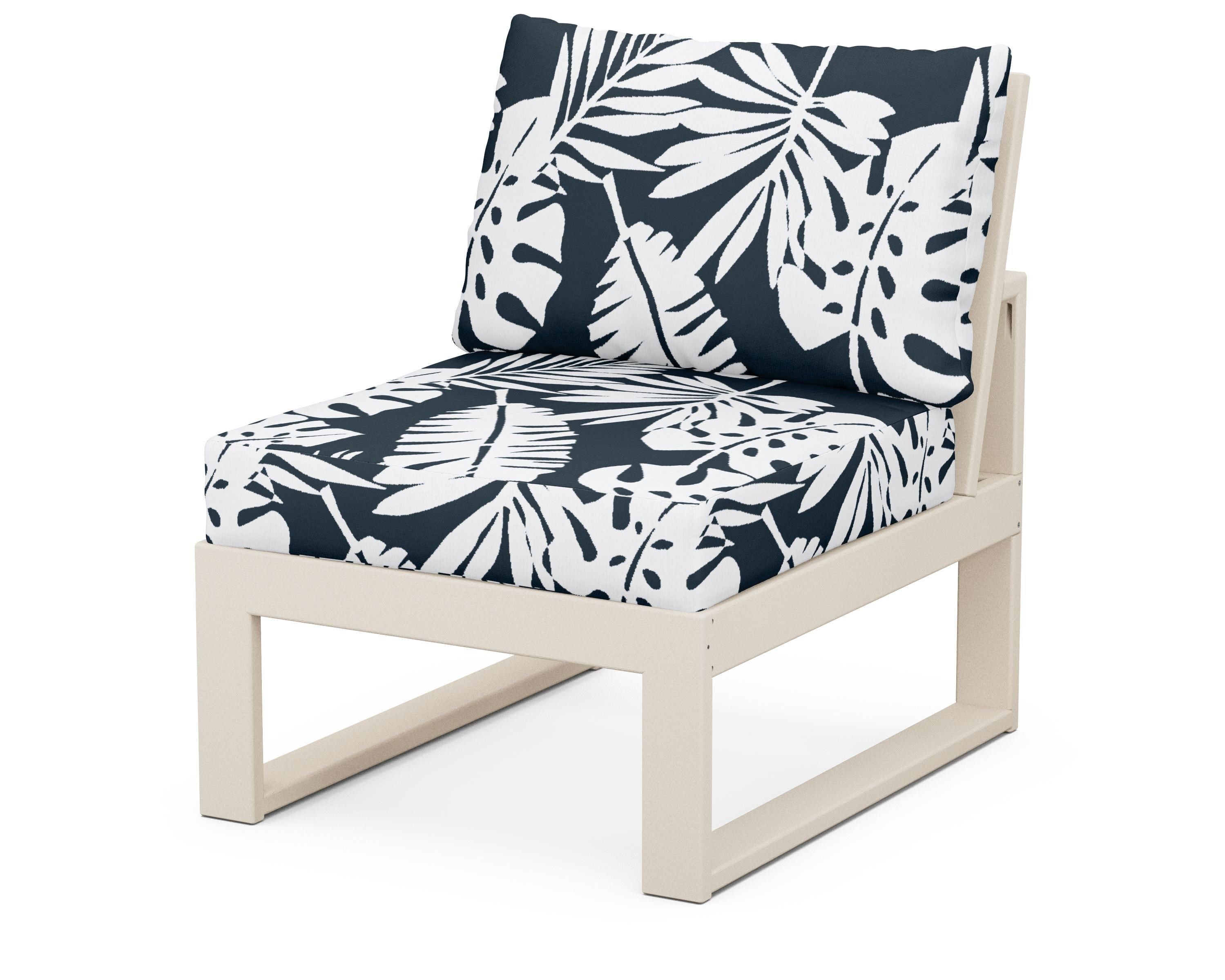 Unbranded Modular Armless Chair in Sand / Leaf Marine Indigo