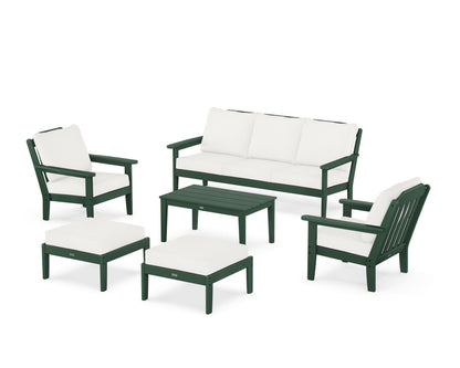 Country Living Cottage 6-Piece Lounge Sofa Set in Green / Natural Linen
