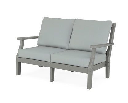 Martha Stewart by POLYWOOD® Chinoiserie Deep Seating Loveseat in Slate Grey / Spa