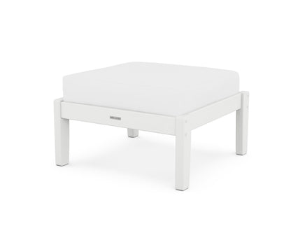 Martha Stewart by POLYWOOD® Chinoiserie Deep Seating Ottoman in White / Natural