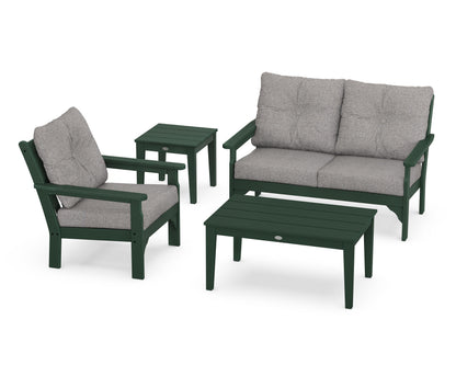 POLYWOOD® Vineyard 4-Piece Deep Seating Set in Green / Grey Mist