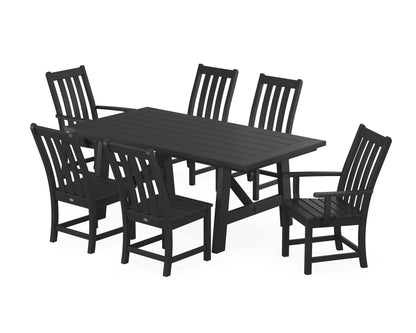 POLYWOOD® Vineyard 7-Piece Rustic Farmhouse Dining Set in Black