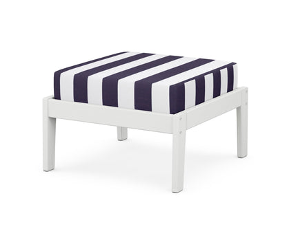 Unbranded Deep Seating Ottoman in White / Cabana Stripe Navy