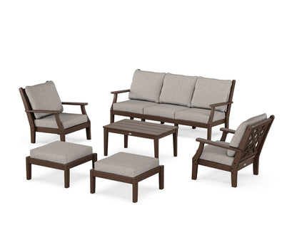Country Living Wovendale 6-Piece Lounge Sofa Set in Mahogany / Weathered Tweed