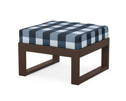 Unbranded Modular Ottoman - Modern in Mahogany / Buffalo Plaid Marine Indigo