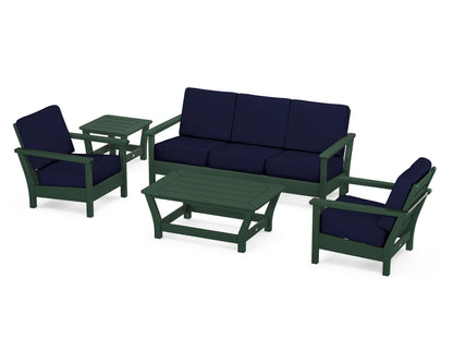POLYWOOD® Harbour 5-Piece Deep Seating Set in Green / Navy