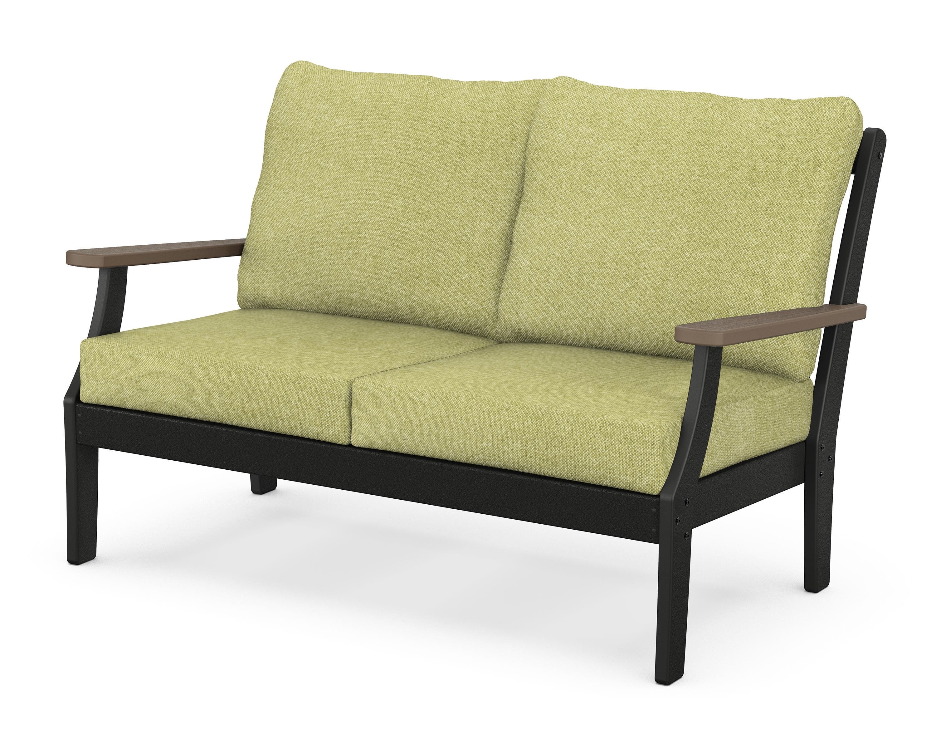 POLYWOOD® Braxton Deep Seating Loveseat in Black / Kona / Chartreuse Boucle