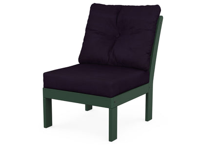 POLYWOOD® Vineyard Modular Armless Chair in Green / Navy Linen