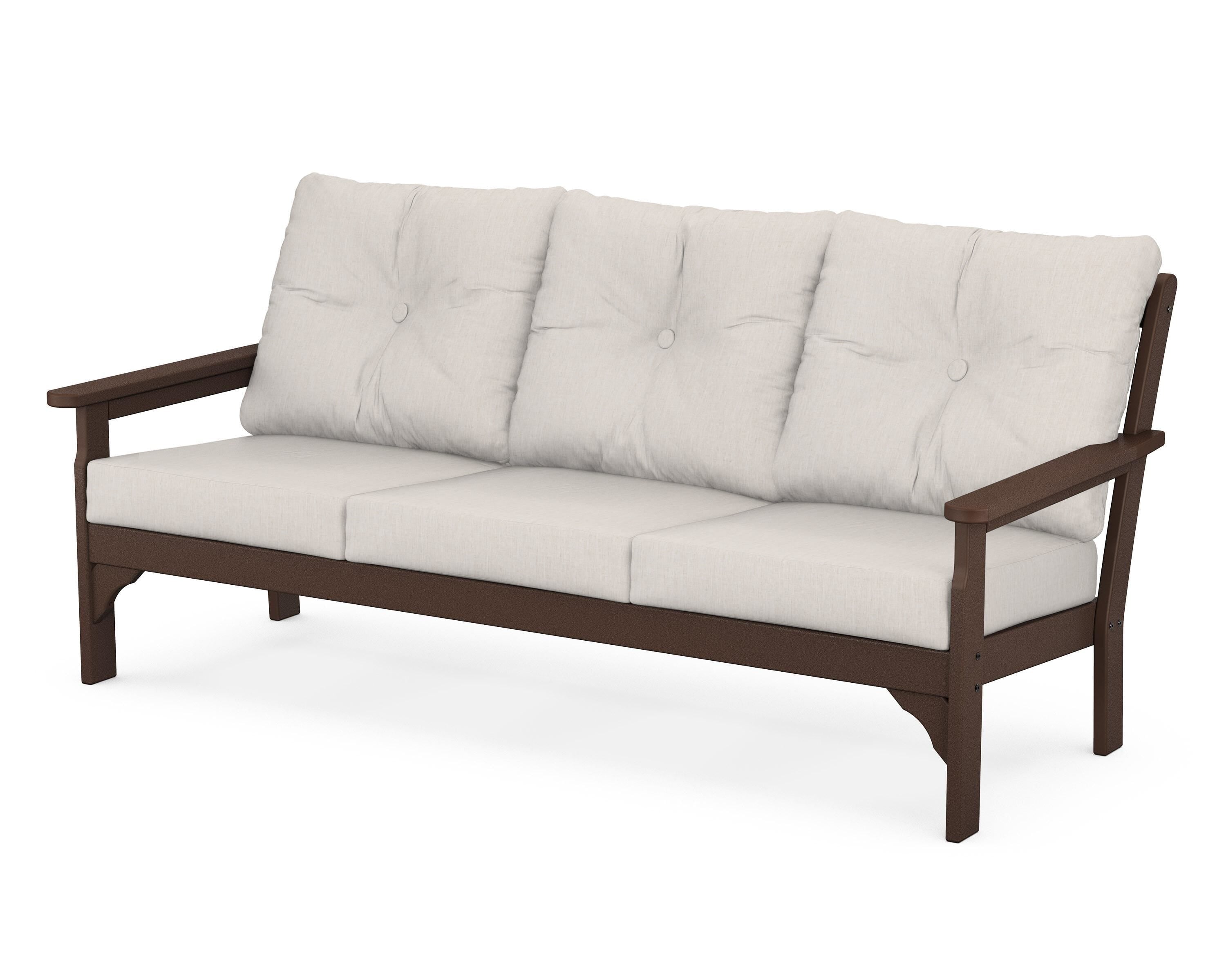 POLYWOOD® Vineyard Deep Seating Sofa in Mahogany / Cast Ash
