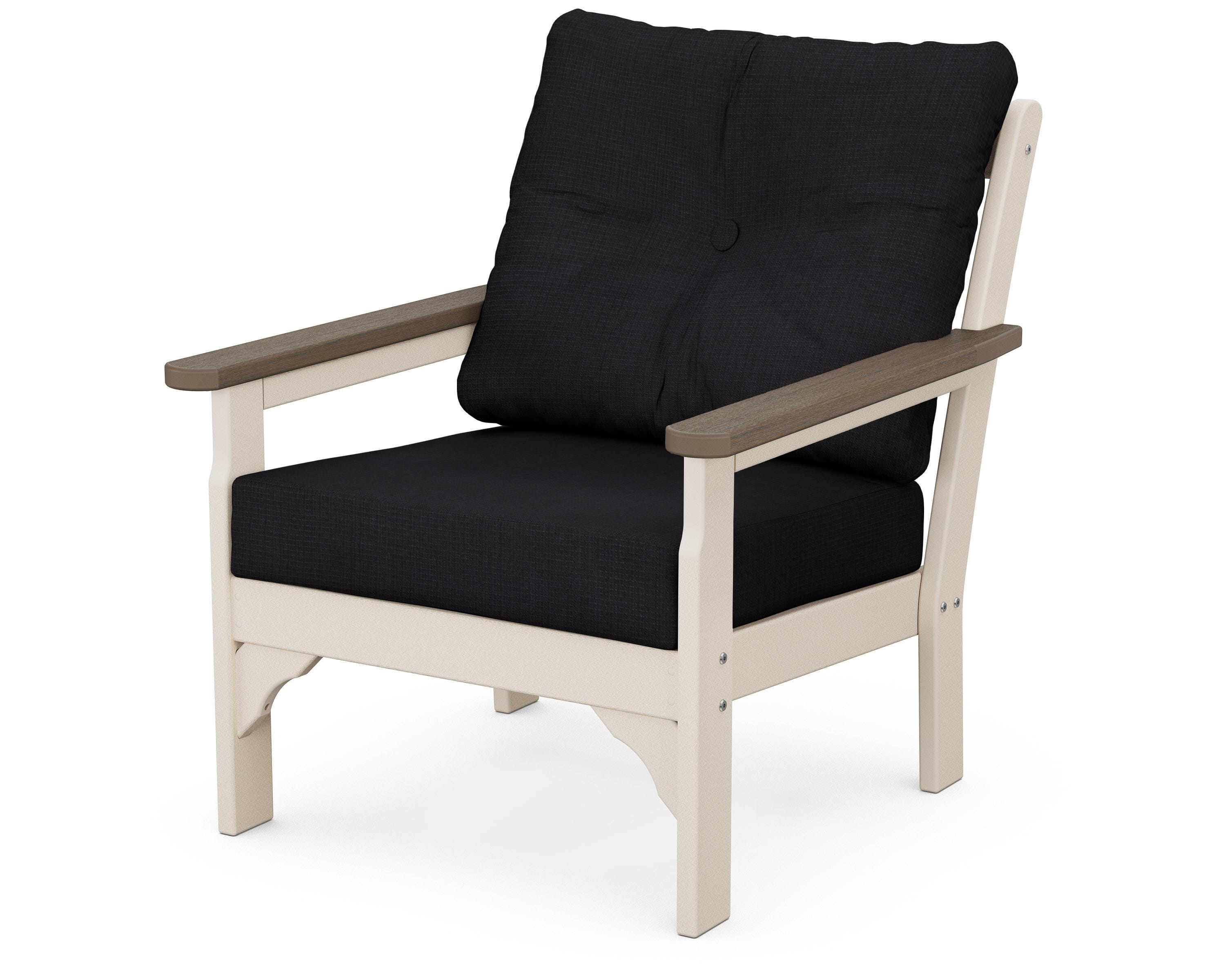 POLYWOOD® Vineyard Deep Seating Chair in Sand / Kona / Midnight Linen