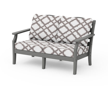 Draper James™ by  POLYWOOD® Savannah Deep Seating Loveseat in Slate Grey / Trellis Grey Mist
