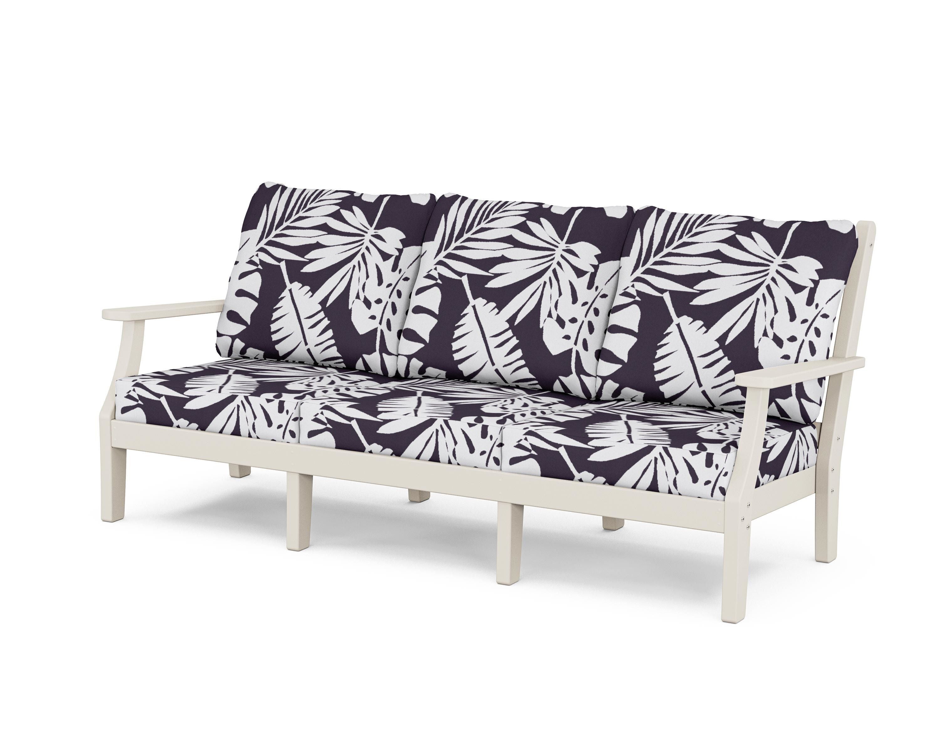 Country Living Wovendale Deep Seating Sofa in Sand / Leaf Navy