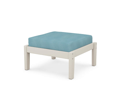 Unbranded Deep Seating Ottoman in Sand / Lattice Sky Blue