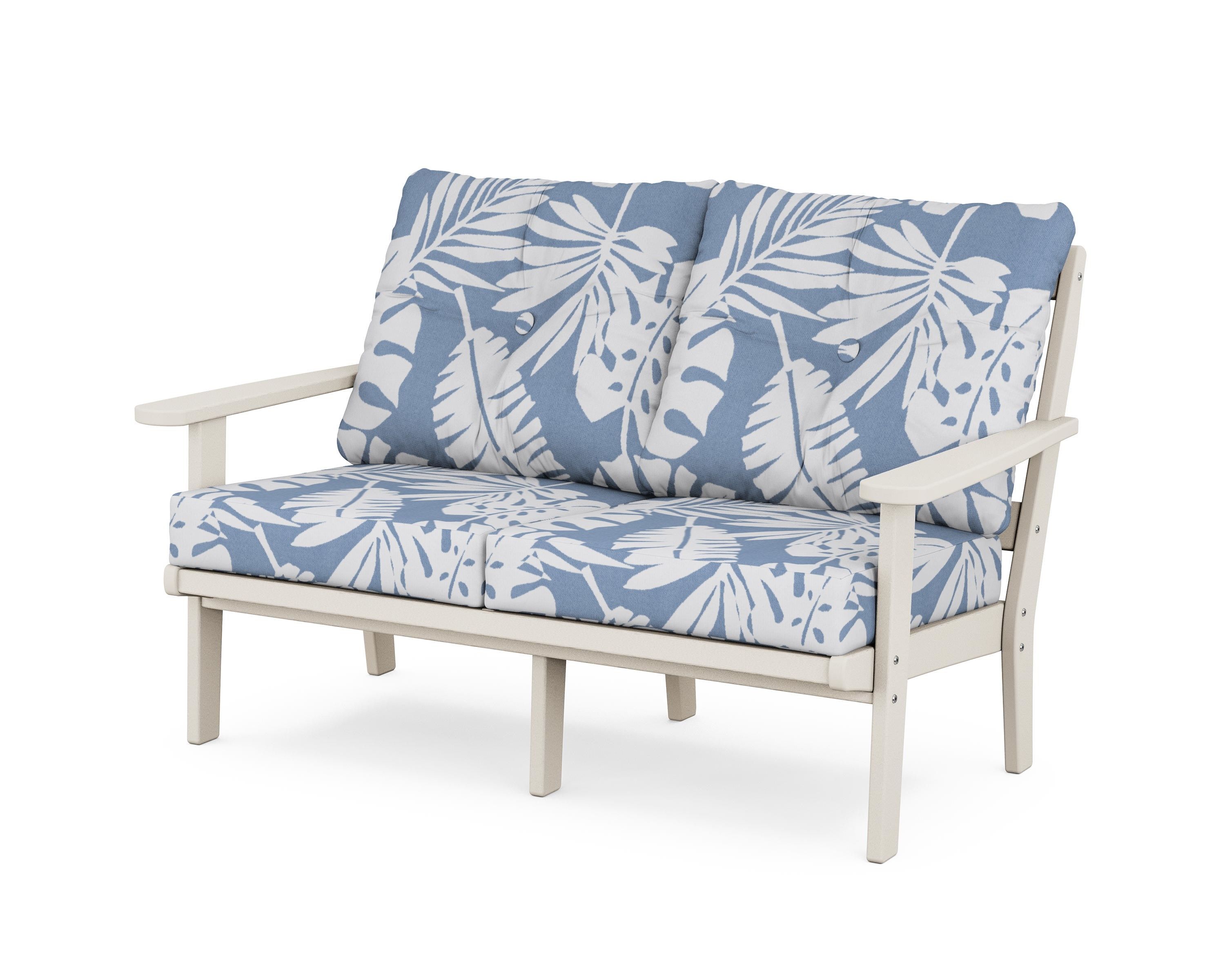POLYWOOD® Mission Deep Seating Loveseat in Sand / Leaf Sky Blue