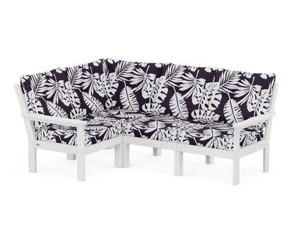POLYWOOD® Vineyard 4-Piece Sectional in White / Leaf Navy