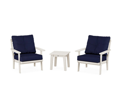 POLYWOOD® Oxford 3-Piece Deep Seating Set in Sand / Navy