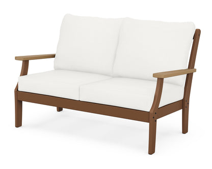 POLYWOOD® Braxton Deep Seating Loveseat in Teak / Natural / Natural Linen