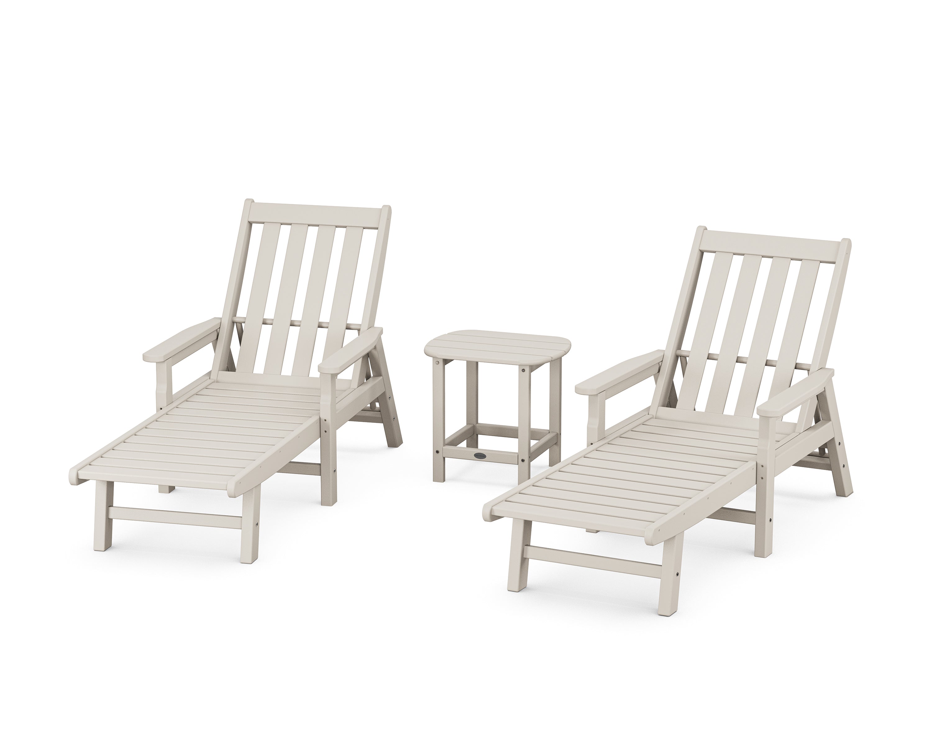 POLYWOOD® Vineyard 3-Piece Chaise with Arms Set in Sand