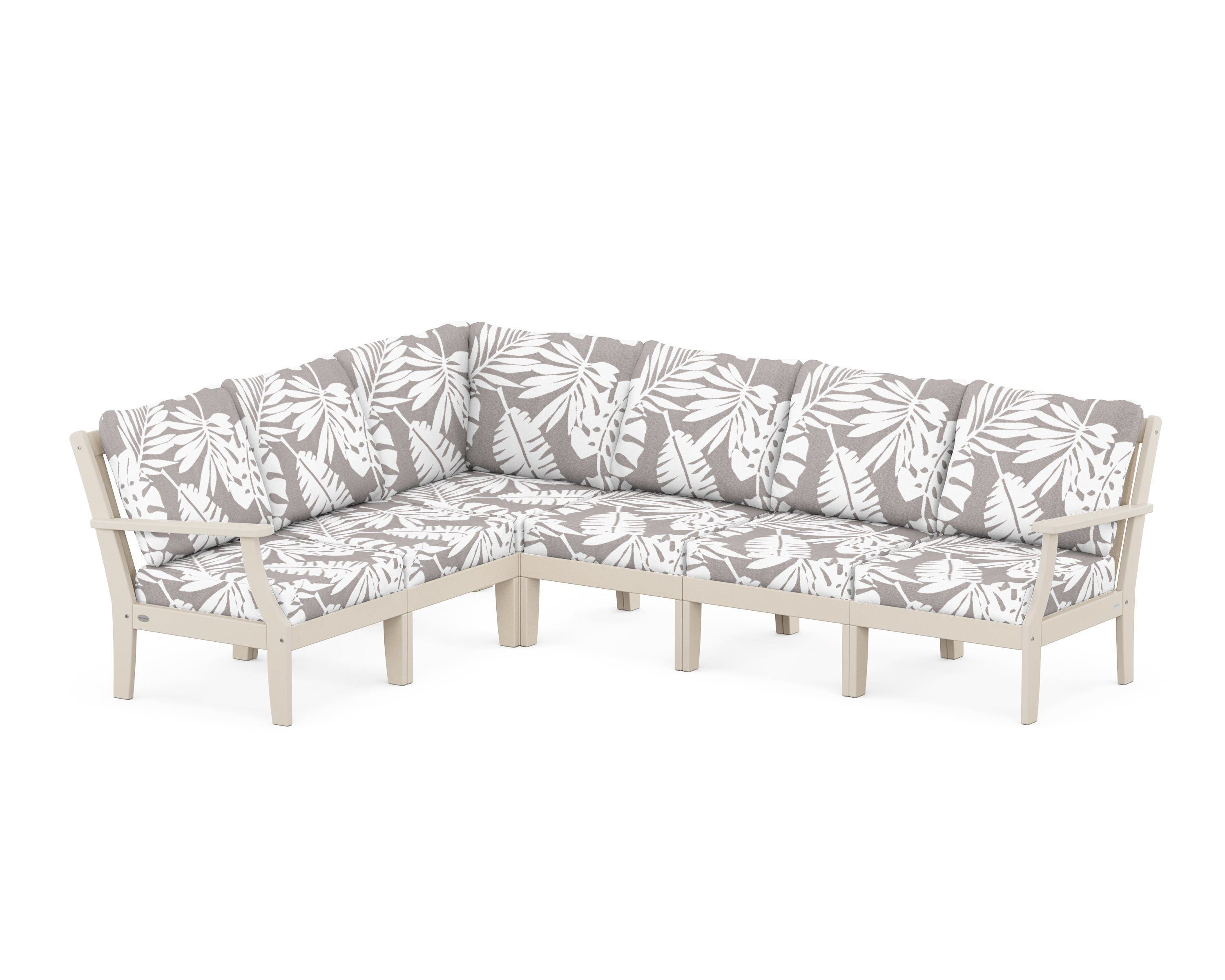 POLYWOOD® Braxton Modular 6-Piece Deep Seating Set in Sand / Leaf Grey Mist