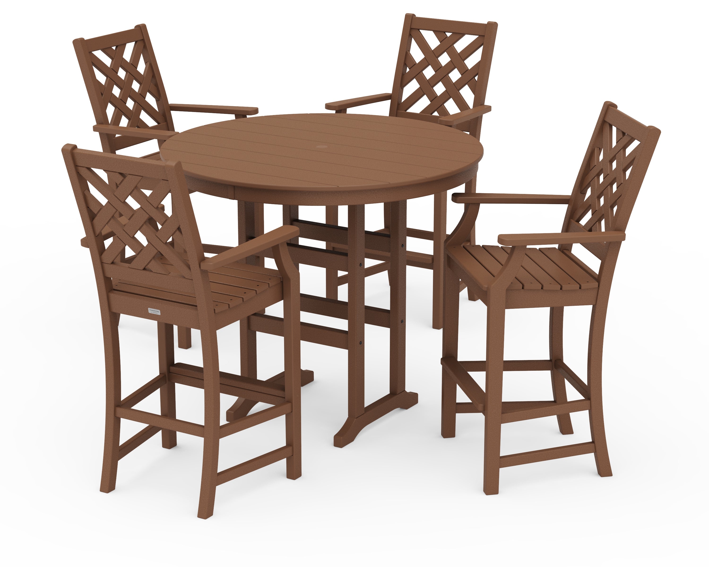 Country Living Wovendale 5-Piece Round Farmhouse Bar Set in Teak