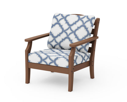 Draper James™ by  POLYWOOD® Savannah Deep Seating Chair in Teak / Trellis Sky Blue