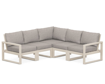 POLYWOOD® EDGE 5-Piece Modular Deep Seating Set in Sand / Weathered Tweed