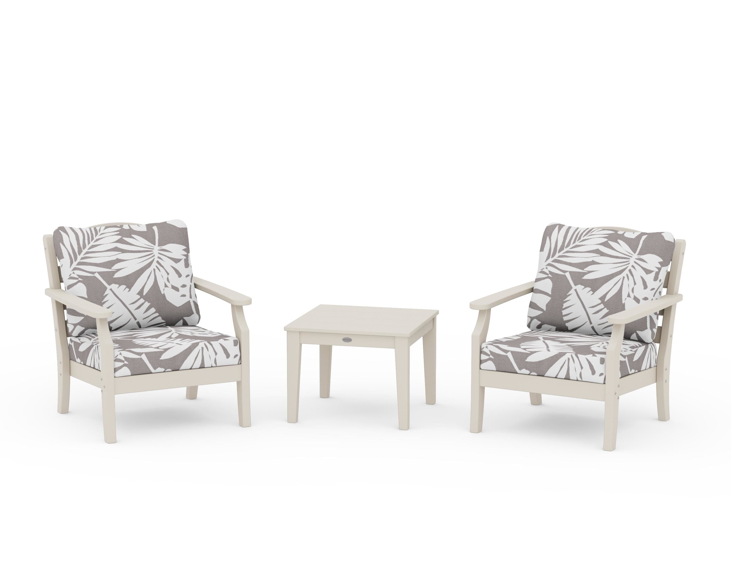 Draper James™ by  POLYWOOD® Savannah 3-Piece Deep Seating Set in Sand / Leaf Grey Mist