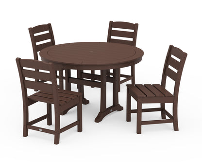 POLYWOOD® Lakeside Side Chair 5-Piece Round Dining Set With Trestle Legs in Mahogany