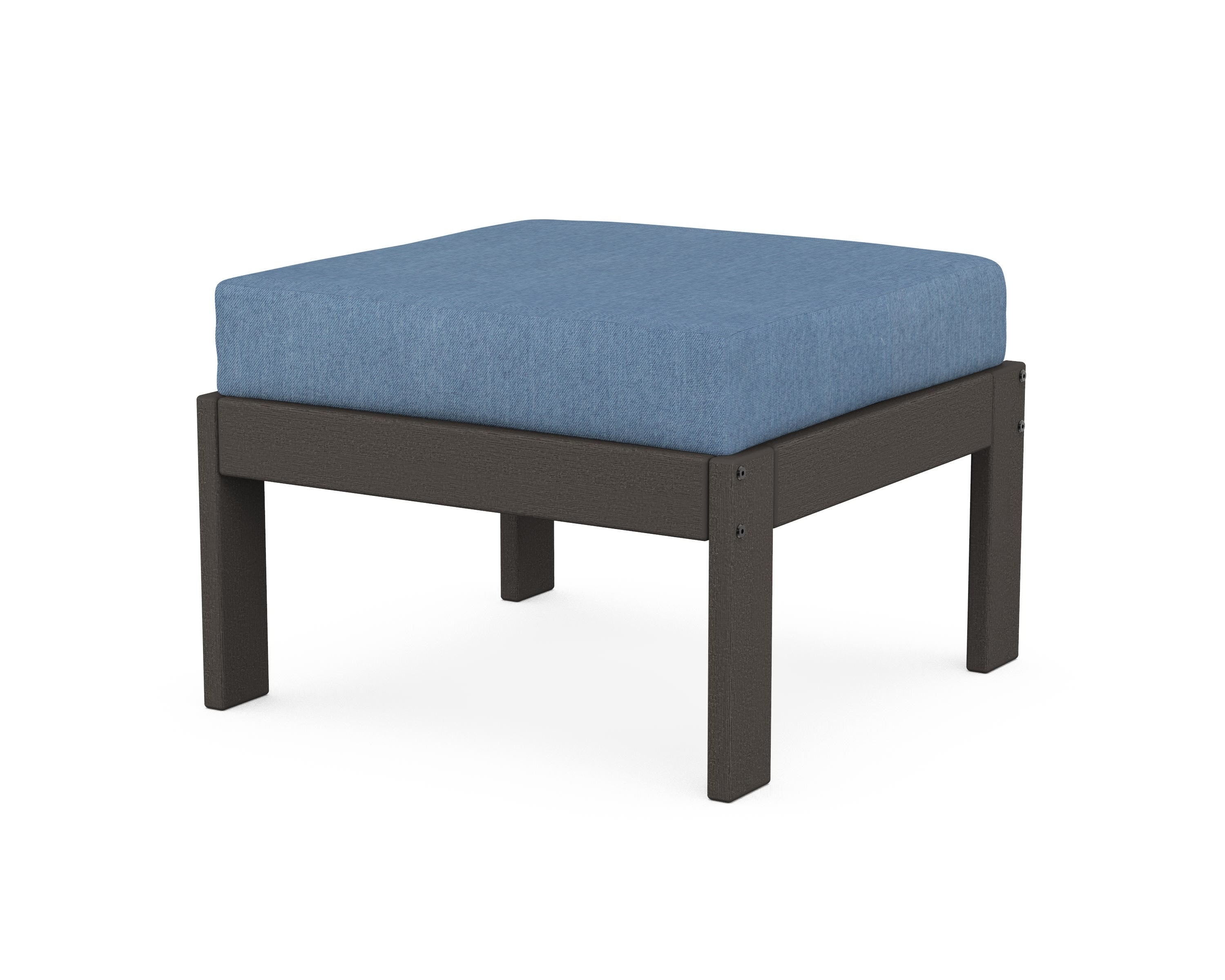 POLYWOOD® Vineyard Modular Ottoman in Vintage Coffee / Sky Blue