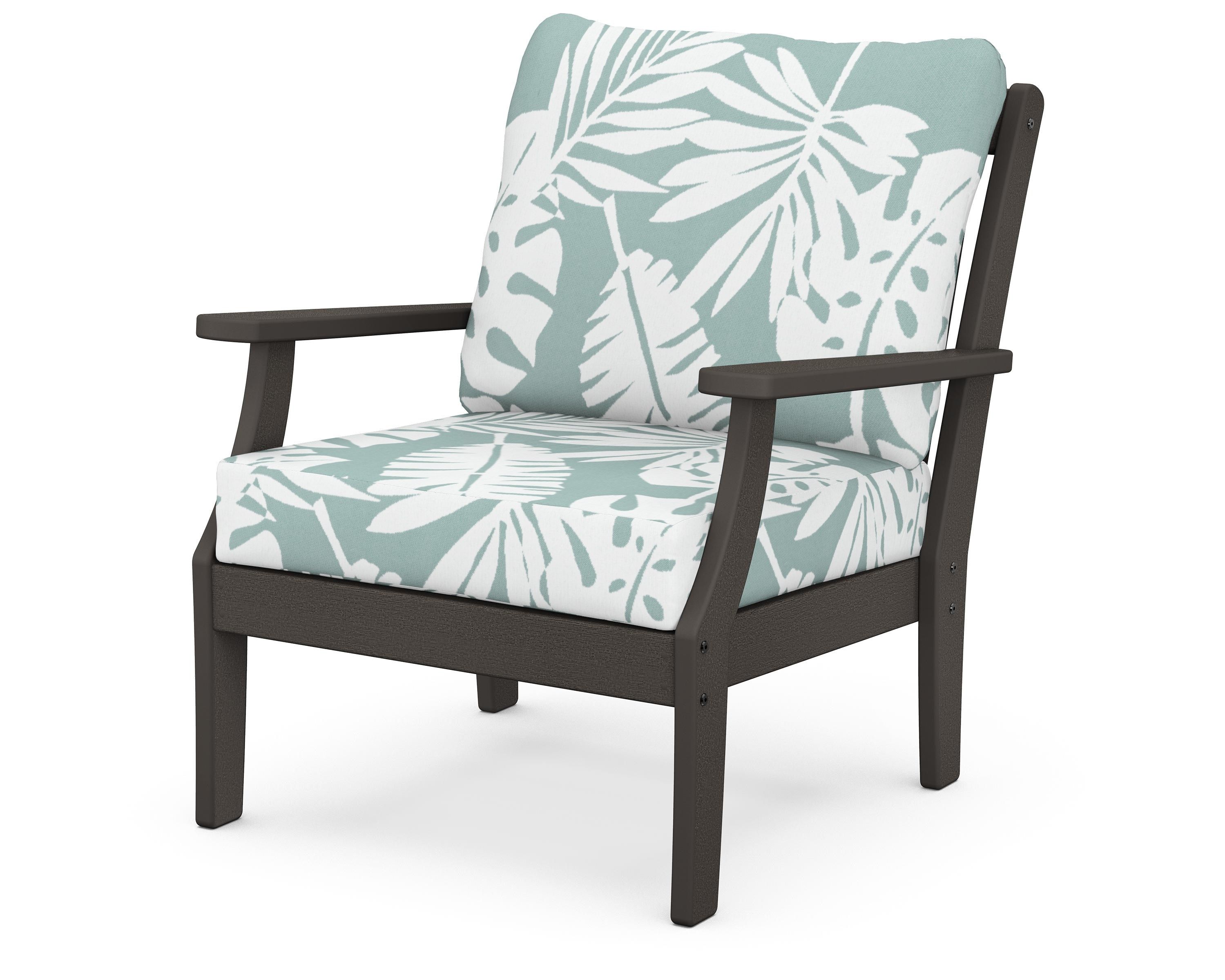 POLYWOOD® Braxton Deep Seating Chair in Vintage Coffee / Leaf Glacier Spa