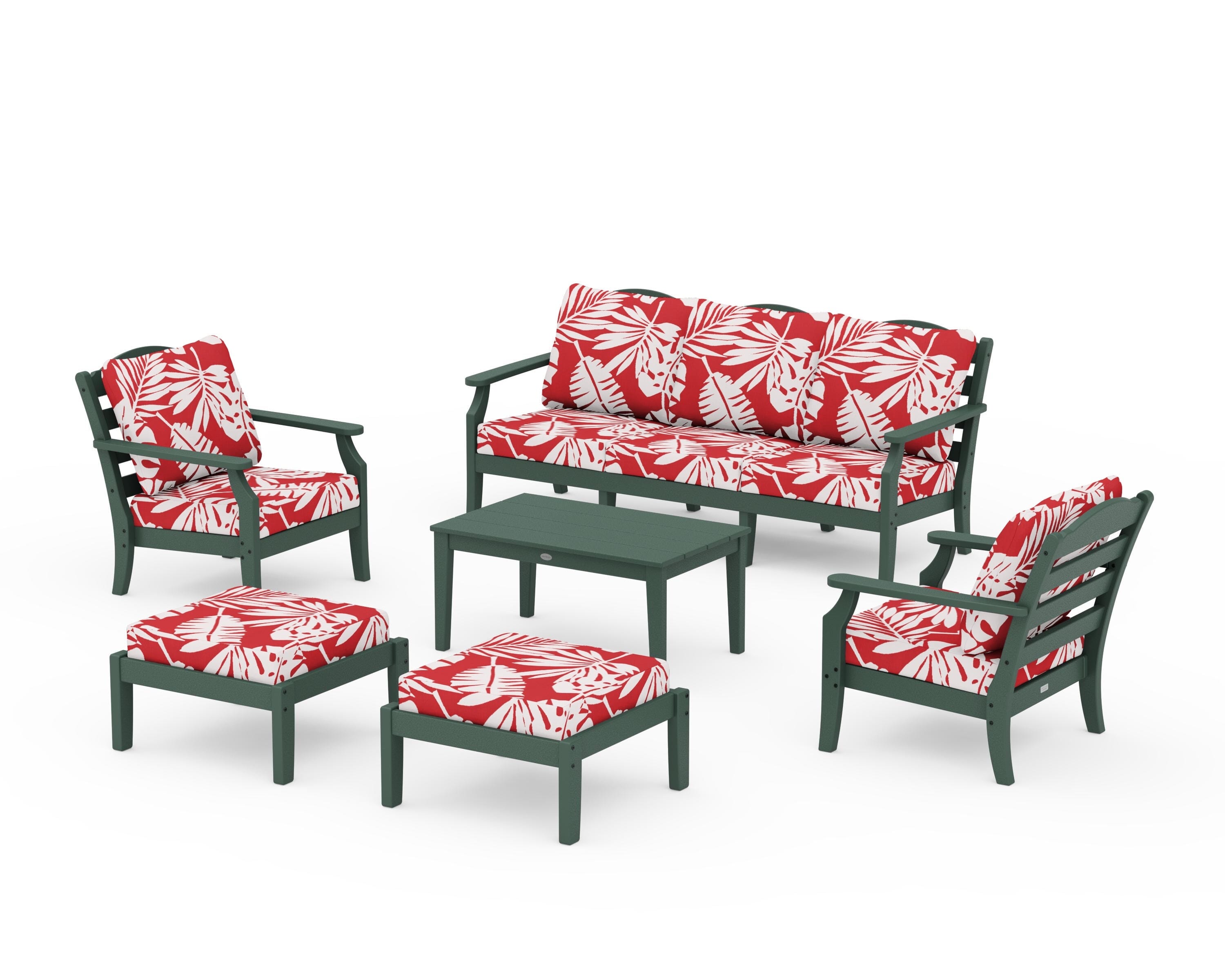 Draper James™ by  POLYWOOD® Savannah 6-Piece Lounge Sofa Set in Green / Leaf Crimson