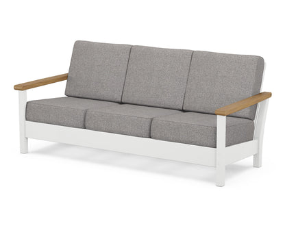 POLYWOOD® Harbour Deep Seating Sofa in White / Natural / Grey Mist