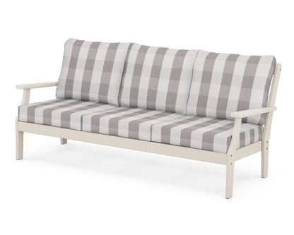 POLYWOOD® Braxton Deep Seating Sofa in Sand / Buffalo Plaid Grey Mist