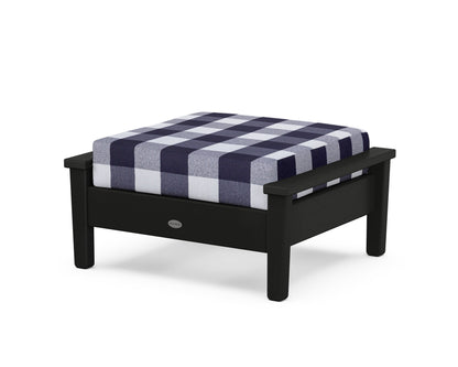 POLYWOOD® Prescott Deep Seating Ottoman in Black / Buffalo Plaid Navy