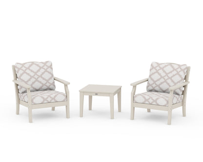 Draper James™ by  POLYWOOD® Savannah 3-Piece Deep Seating Set in Sand / Trellis Dune Burlap