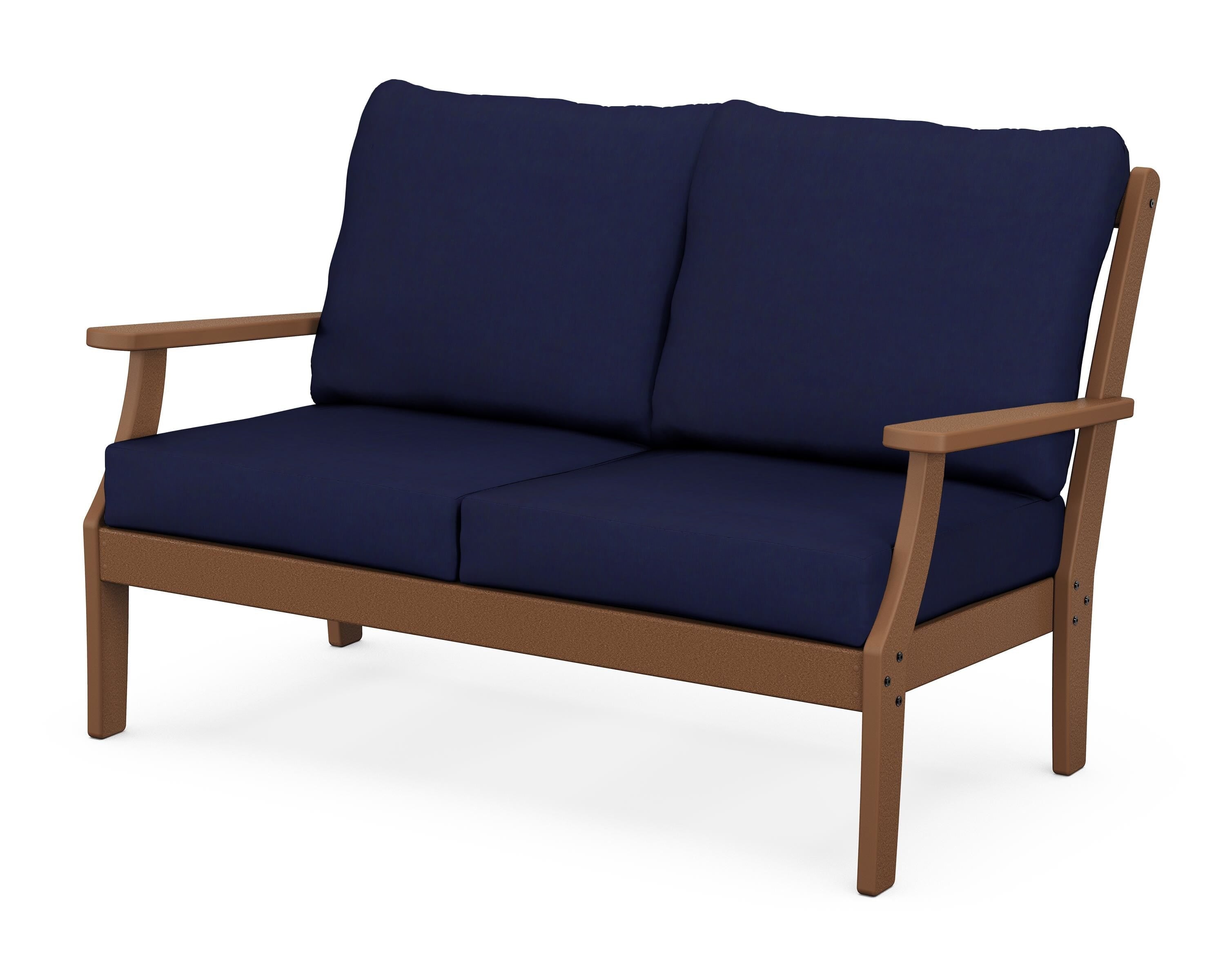 POLYWOOD® Braxton Deep Seating Loveseat in Teak / Navy