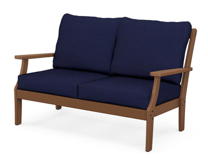 POLYWOOD® Braxton Deep Seating Loveseat in Teak / Navy