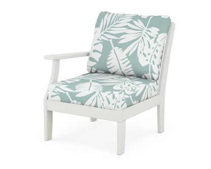 POLYWOOD® Braxton Modular Left Arm Chair in Vintage White / Leaf Glacier Spa