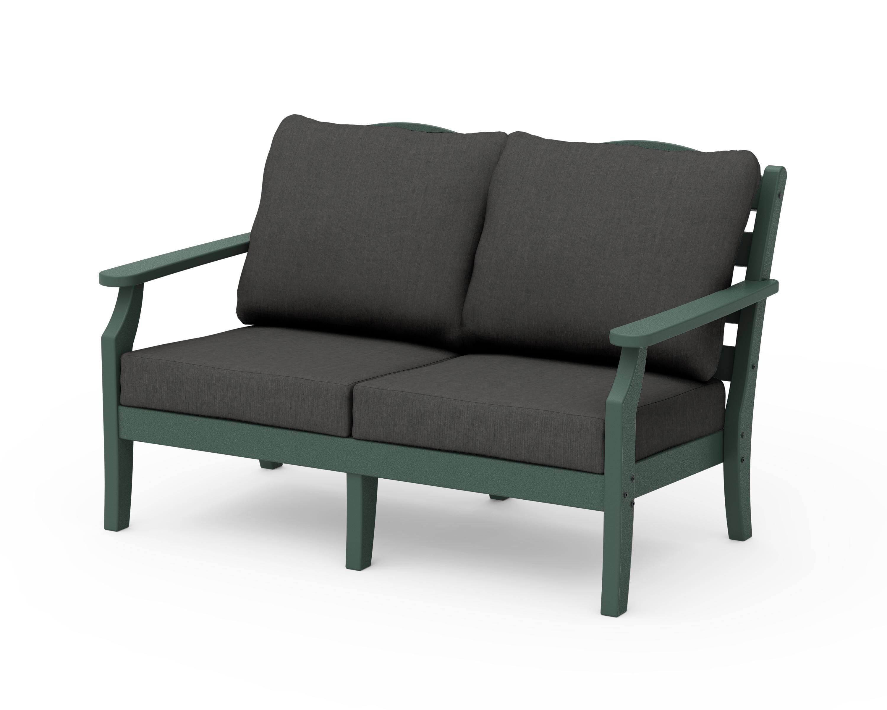 Draper James™ by  POLYWOOD® Savannah Deep Seating Loveseat in Green / Spectrum Carbon